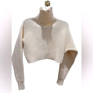 NWT House of Harlow 1960 size small cream ivory knit turtleneck cropped sweater